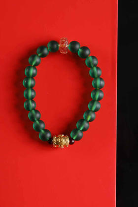 YLLL0005°绿琉璃+金招财进宝桶珠手串
