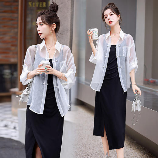 韩系设计感时尚别致，开衩休闲长裙两件套HR-ASLZ8108 商品图2