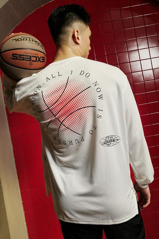 LUSHISI秋季[日落篮球]网眼速干运动长袖t恤男训练投篮服美式街头 商品图5