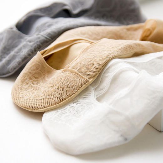 5双装【大码蕾丝船袜女】夏季浅口冰丝棉袜 大脚硅胶防滑 39-42 43袜子 商品图1