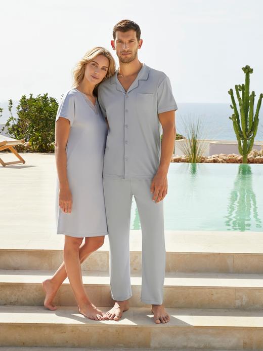 【50S零碳天丝棉】SCHIESSER德国舒雅翻领开衫短袖长裤套装50s零碳，服帖肌肤瞬间凉感强35/22877H 商品图6