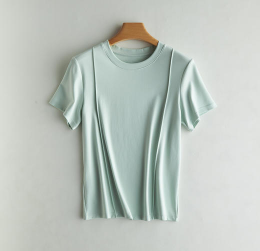 weyo夏季新款女棉莫前捏折圆领短袖T恤18310 商品图5
