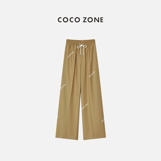 刘一一&COCOZONE松紧腰系绳休闲裤高腰设计师垂感直筒裤23C19159 商品图0