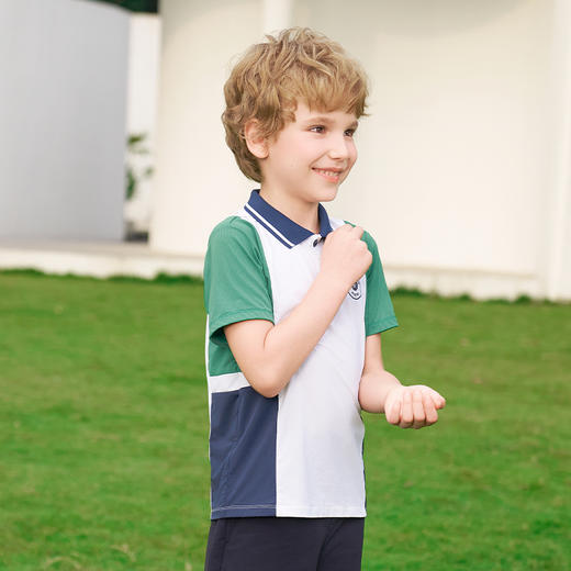 mettekids男童短袖t恤2024夏新款撞色拼接童装上衣儿童休闲polo衫 商品图2