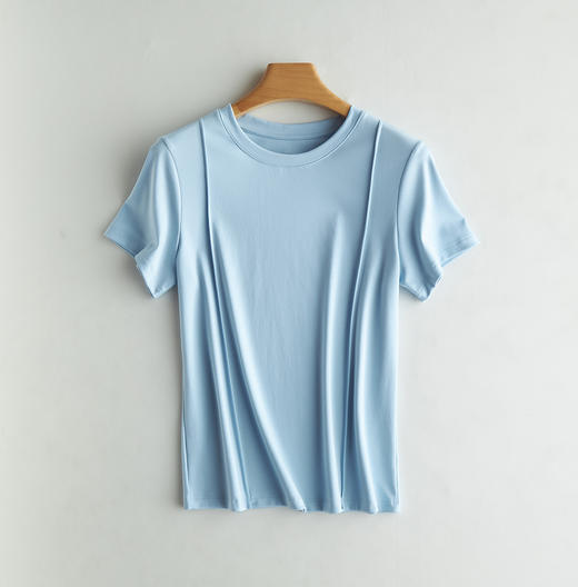 weyo夏季新款女棉莫前捏折圆领短袖T恤18310 商品图4