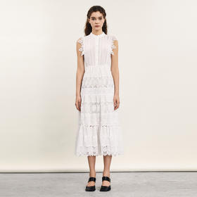 谜底高级感连衣裙无袖女2024年夏季新品法式风浪漫长裙242GL0682