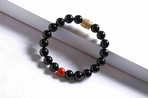 YHYS0007°黑曜石+银镀素银路路通手串 商品图0