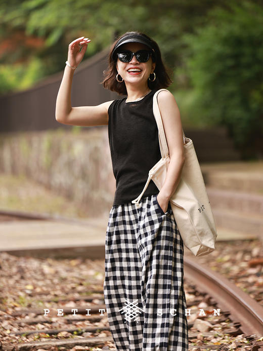 PETIT SCHAN小闪 CLO#093 little summer 小夏天 亚麻棉绢丝条纹针织背心 商品图7