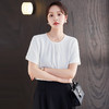 气质白色洋气显瘦简约衬衣女时尚休闲夏季宽松圆领纯色衬衫 商品缩略图1