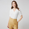 EITIE爱特爱夏季新款气质通勤V领显瘦灯笼袖白色短袖衬衫上衣B2409302 商品缩略图2