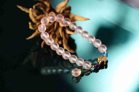 YFLL0005°粉琉璃+沙金双色镂空如意隔珠手串