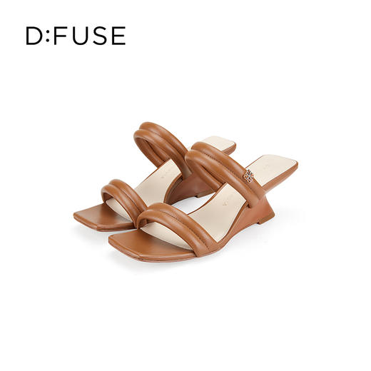 D:FUSE迪芙斯2024夏季新款奶油风海绵条带舒适坡跟凉拖鞋DF42110170 商品图5