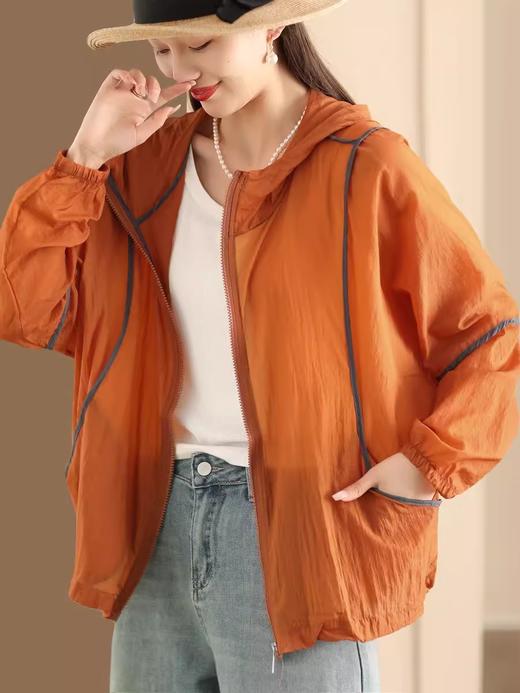 A998超细双线格防晒衣透气防晒服外套抽绳摆连帽开衫上衣女 商品图3