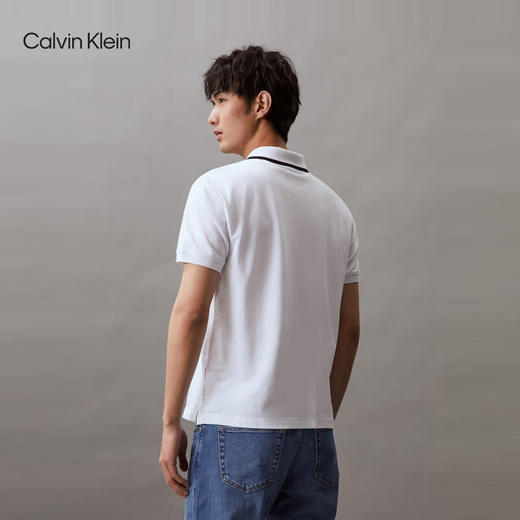 CKJ新款男士珠地网眼刺绣拉链半襟镶边POLO衫J326332 商品图2