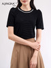 【优雅淑女】阿菁娜钉珠装饰醋酸圆领小衫F29X302012 商品缩略图1