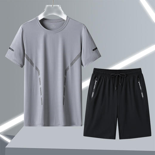 冰丝短袖运动套装男士夏季三亚海边度假衬衣夏威夷沙滩短裤一套装_ym 商品图2