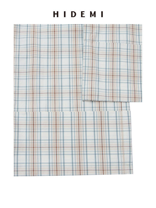 HIDEMI 度假系列极简色织格纹水洗棉感领巾背心阔腿裤套装 背心/长裤 商品图12
