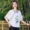 TZW-新中式T恤衫春秋妈妈薄T恤洋气宽松中袖小衫中年女中国风休闲上衣 商品缩略图0