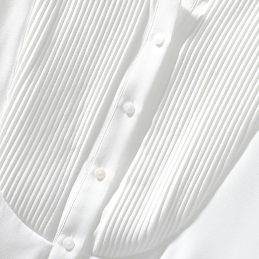 【商务简约】罗蒙女士长袖衬衫舒适百搭优雅通勤圆领系扣衬衫女 商品图5