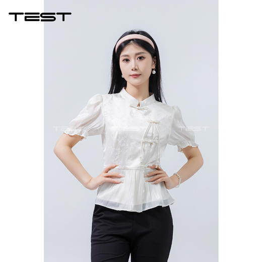夏上新国风舒适丝滑修身显瘦小衫1242047 商品图0