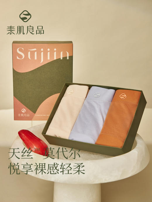 【E】素肌良品莫代尔内裤女纯棉裆5A抗菌短裤不夹臀透气无痕女士三角裤N166 商品图0