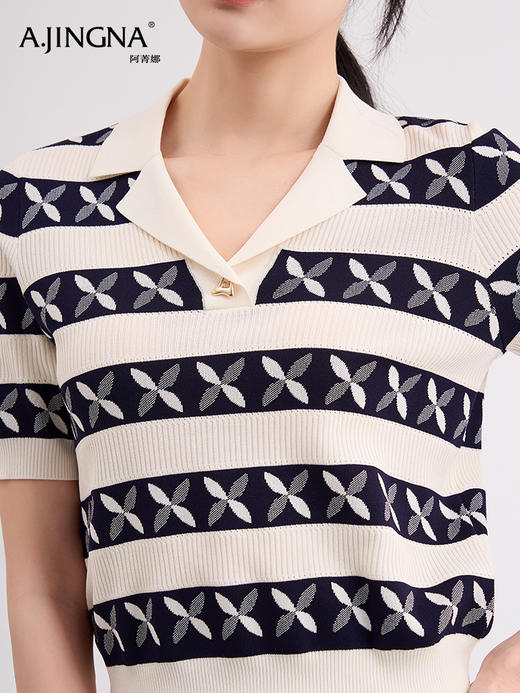 【特价不退换】阿菁娜夏日通勤百搭短袖条纹POLO海魂衫F29X302017 商品图2