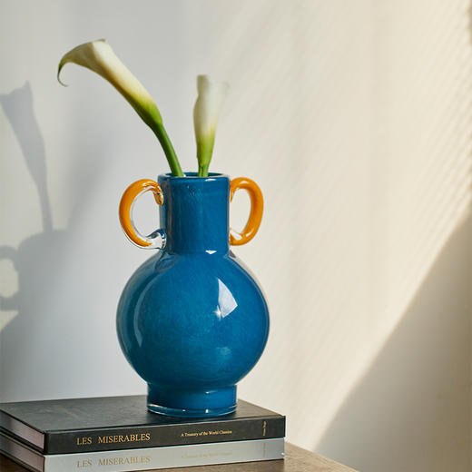 北欧创意手工双耳渐变直筒花瓶高级感餐桌电视柜软装中古摆件批发 商品图3