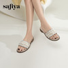 Safiya/索菲娅2024夏季小香风露趾软底外穿仙女珍珠平底一字拖鞋 SF42110420 商品缩略图4