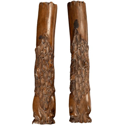 清 黄杨木雕松树纹随形镇纸（一对） 商品图5