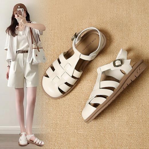 ZHR则则罗马凉鞋女款2024夏新款镂空软底猪笼鞋街头外穿沙滩女鞋 商品图0