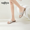 Safiya/索菲娅2024夏季珍珠一字拖时尚露趾外穿小香风平底拖鞋 SF42110418 商品缩略图3