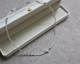 年少不知珍珠美 哈！出口订单 超细的 2mm淡水再生Keshi+海水AK珠 锁骨链