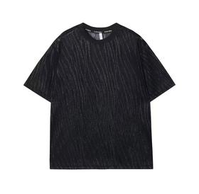 T878夏季新款条纹冰丝男士上衣时尚休闲短袖百搭宽松潮流T恤