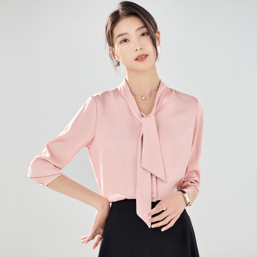 【精致飘带领】罗蒙女士长袖衬衫优雅商务通勤舒适衬衫上衣女 商品图3