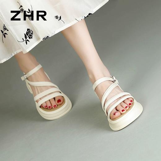 ZHR则则法式厚底凉鞋2024新款时尚百搭休闲洋气时装沙滩凉鞋女鞋 商品图4