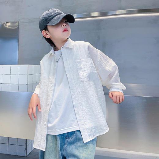【82.8%莱赛尔、17.2%锦纶】男童夏季长袖速干防晒衬衫冰丝空调衫 商品图3