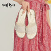 Safiya/索菲娅2024夏季珍珠一字拖时尚露趾外穿小香风平底拖鞋 SF42110418 商品缩略图1