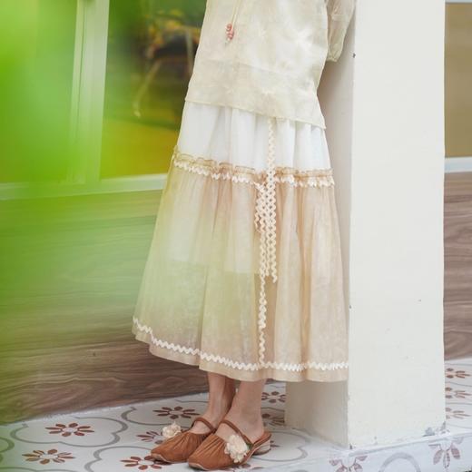 两三事镜花影春夏新款古风网纱蕾丝复古气质日常半身裙 商品图0