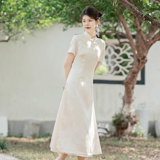 新中式奥黛旗袍小个子气质少女改良国风连衣裙KK2515 商品图3