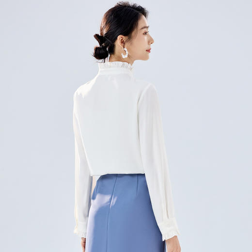 【简约大气】罗蒙女士长袖衬衫花边领舒适时尚设计感百搭日常衬衫女 商品图2