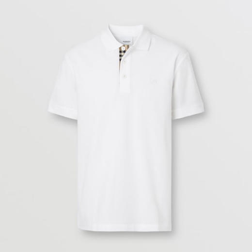 BURBERRY 巴宝莉 男士马术骑士徽标棉质短袖 Polo 衫 白色 8084012 A1464 商品图0