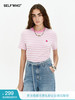 SELFWHO撞色条纹短袖t恤女夏2024新款圆领修身正肩小个子短款上衣 商品缩略图4