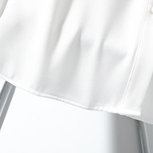 【商务简约】罗蒙女士长袖衬衫舒适百搭优雅通勤圆领系扣衬衫女 商品图7