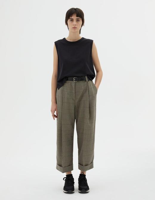 Margaret Howell  卡其色FOX BROTHERS威尔士格纹羊毛深褶裤 商品图4