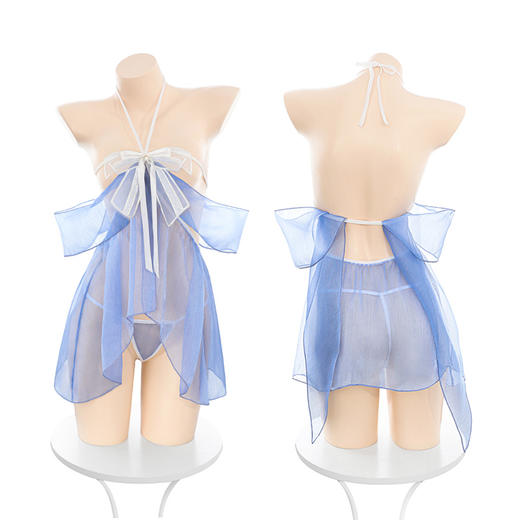 霏慕 梦幻公主蝴蝶透视睡裙6384 露肩睡衣情趣内衣诱惑透视免脱 商品图10