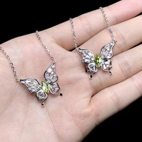 S925橄榄石吊坠-大蝴蝶套链