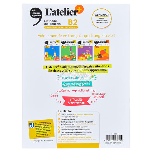 【中商原版】青少儿法语教材 2023版 LAtelier B2 学生用书 法文原版 didierfle app L atelier B2 edition 2023 Livre 商品图1