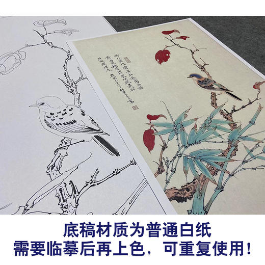 任重工笔画白描底稿《红叶秋禽》临摹勾线高清打印稿YL29 商品图3