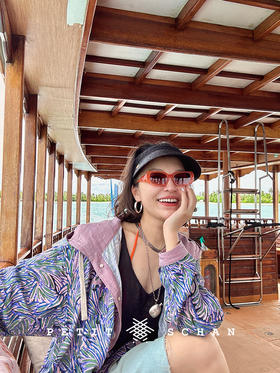 蓝色海岛的梦 纯亚麻印花法国插画师原创连帽防晒外套