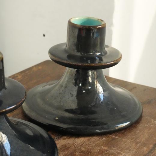 【苏州】美国手作蓝黑釉烛台一对2pcs 商品图1